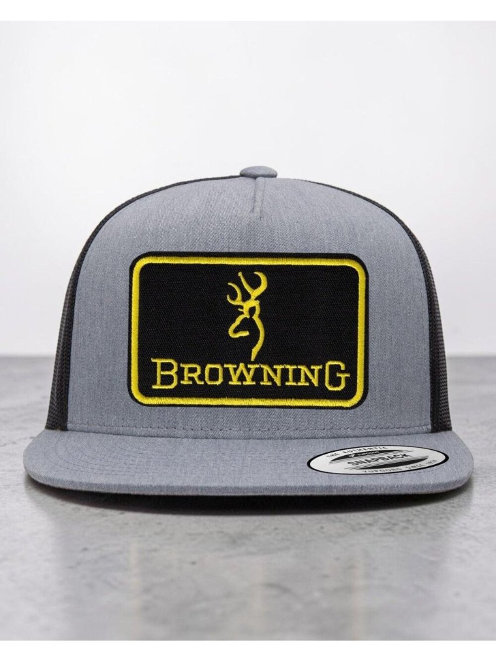Browning Logo YP Classics 6006 Flat Bill Trucker Mesh Back Snapback grey/black